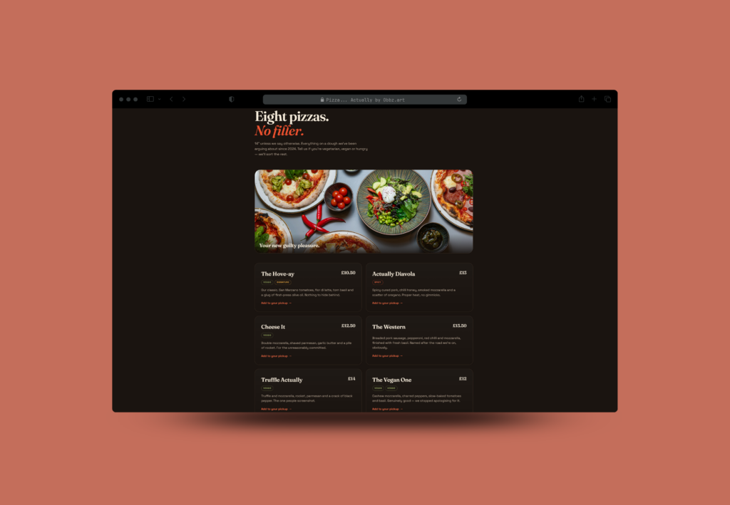 Pizza menu